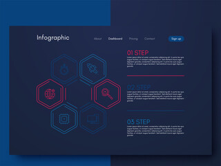 Vector graphics infographics with six options. Template for creating mobile applications, workflow layout, diagram, banner, web design, business reports with 6 steps