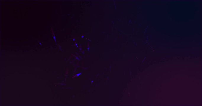 Abstract video of colored quartz crystals with spikes and polygonal elements that arise from the dark background. Birth of crystal elements from an abstract background. Geometric scifi wallpaper