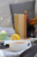 cup of hot tea with lemon