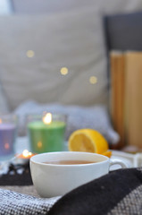 cup of hot tea with lemon