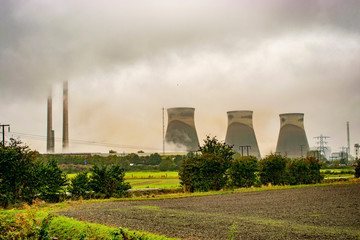 Ferrybridge, Yorkshire, England, Oct. 13th 2019 Two Minutes After Power Station Cooling Towers Demolition