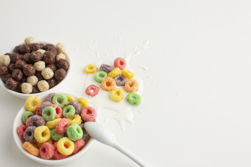 Naklejka na ściany i meble Close-up colorful cereal bowls