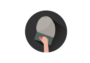 hand holding a trowel plastering icon on isolated background
