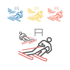 Downhill skiing line icon. Vector signs for web graphics.