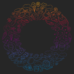 Vector pattern. Summer vacations. Beach, ocean, island, sun