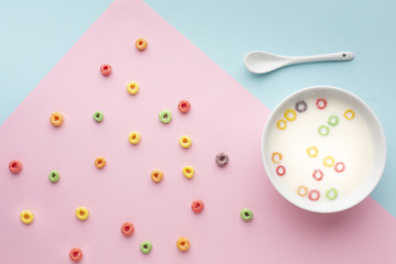 Top view colorful cereal bowl