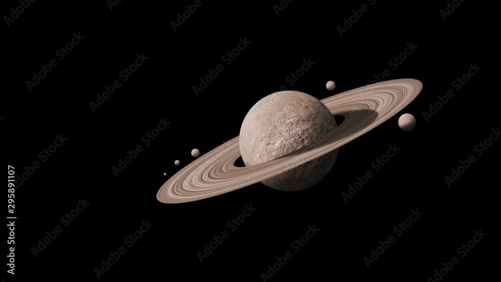 Canvas Prints saturn planets in deep space with rings and moons surrounded.
