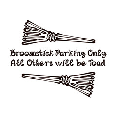 Halloween Hand Drawn Brooms with Phrase