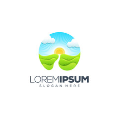 sunset logo design vector illustration