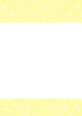 Yellow frame with white beauty products pattern