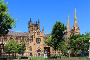 St. Mary's Cathedral in the city center of Sydney, Australia