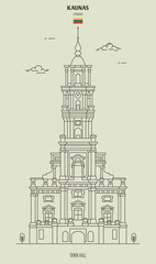 Fototapeta premium Town Hall in Kaunas, Lithuania. Landmark icon