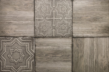 kitchen tile for floors, vintage mosaic wood pattern