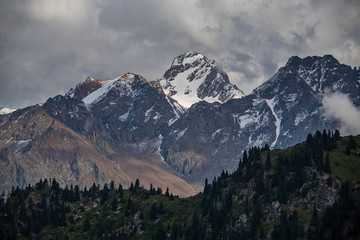 Mountain landscape with snow peaks