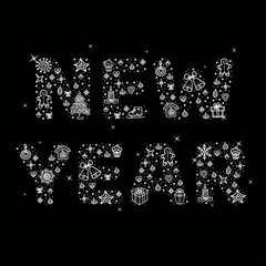 New Year phrase with hand drawn elements