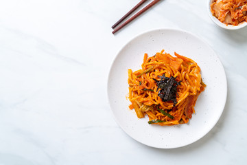 stir-fried noodles with Korean spicy sauce and vegetable