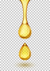 Dripping Oil on Transparent Background