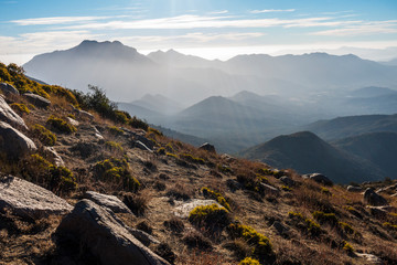 Obraz premium View of the Cordillera of the Costa in Chile from up high. 