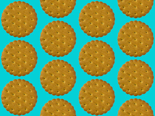 Pattern with cookie ornament on turquoise background
