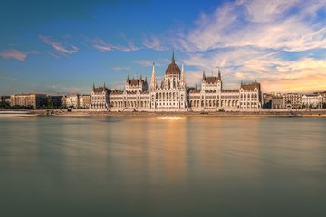 Fototapeta premium The Hungarian Parliament Building on the banks of river Danube in Budapest