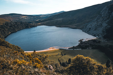 The Lough Tay lake in the Wicklow mountains. The famous name for this is also The Guinnes lake,...