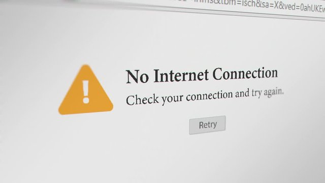 Web Browser with "No Internet  Connection" Error Message. 3 Different Points of View