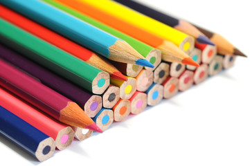 Fototapeta premium Color pencils isolated on white background. Close up.