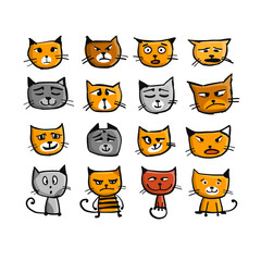 Cat faces, sketch for your design