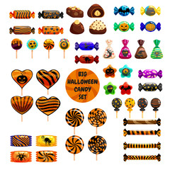 Set Halloween sweets colorful with halloween characters and elements