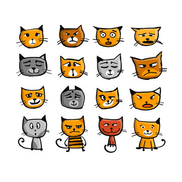 Cat faces, sketch for your design