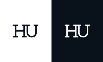 Minimalist line art letter HU logo. This logo icon incorporate with two letter in the creative way.