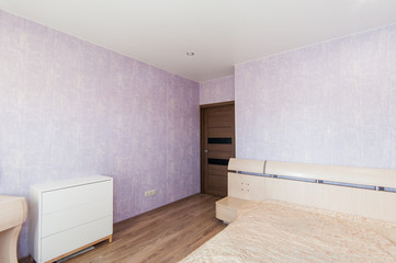 Russia, Moscow- May 20, 2019: interior room apartment. standard repair decoration in hostel