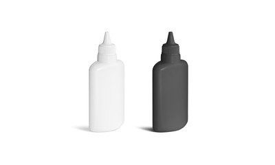 Blank black and white glue tube mockup stand isolated