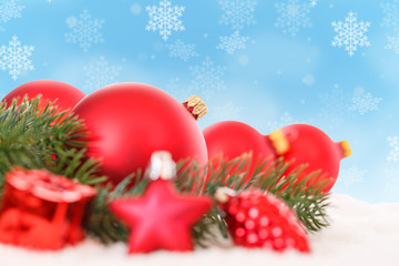 Christmas balls card decoration baubles snow copyspace copy space