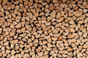 neatly piled of firewood