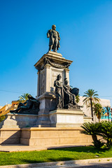 View on the statue dedicated to Camillo Cavour in Rome, Lazio - Italy