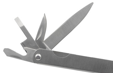 part of multifunction knife isolated on white