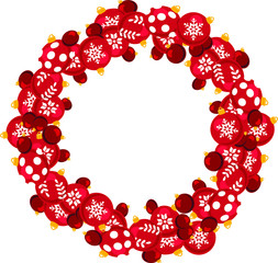wreath of red New Year and Christmas balls