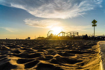 Beautiful sunset over the Santa Monica Pier in California USA