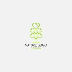 concept logo love linear tree. icon template - vector