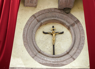 Crucifixion of Christ on the wall.