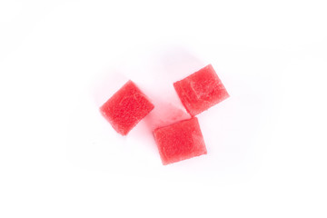closeup of some pieces of refreshing watermelon isolated on a white background