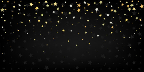Celebration luxury abstract black background with golden decoration elements and dark stars texture.