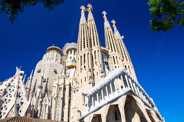 Barcelona, Spain - June 11, 2017: Cathedral of La Sagrada Familia designed by architect Antonio...