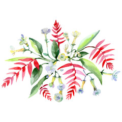 Bouquet floral botanical flowers. Watercolor background illustration set. Isolated bouquets illustration element.