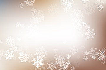 Winter glowing background. Vector holiday banner with lights, bokeh and snowflakes. Seasonal soft backdrop.