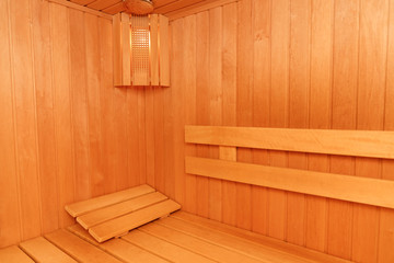 Fototapeta na wymiar Wooden empty sauna room interior as background