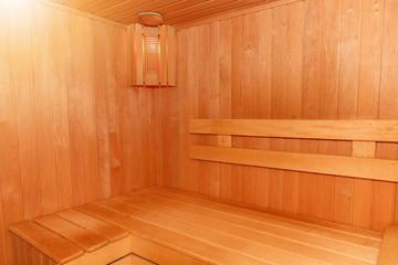 Obraz na płótnie Canvas Wooden empty sauna room interior as background