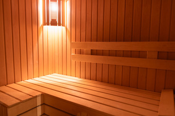 Fototapeta na wymiar Wooden empty sauna room interior as background