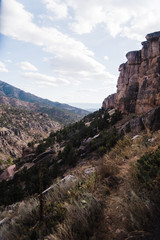 Views of mountains and cliffs at Shelf Road, Colorado. 